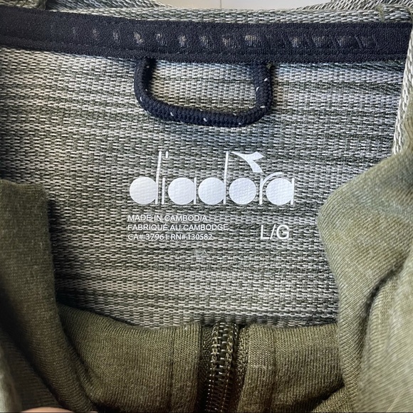 DIADORA sip up hoodie sweater green size large men’s - Picture 7 of 7